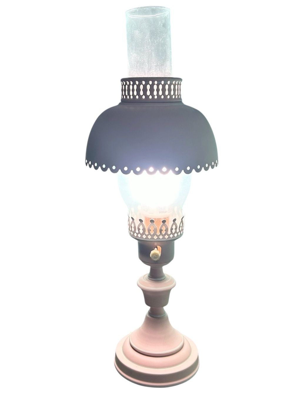 Vintage Hurricane Table Desk Bedroom Lamp Pink 17.25” - Picture 8 of 11